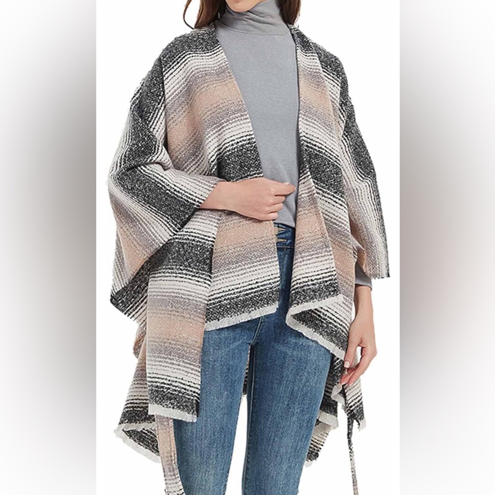 One size shawl wrap with belt